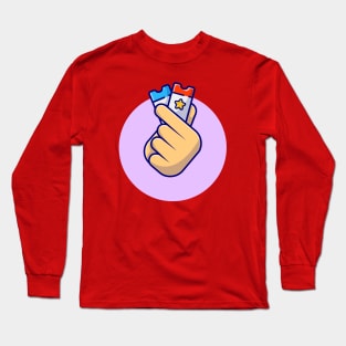 Hand Sign Love With ticket Cartoon Vector Icon Illustration Long Sleeve T-Shirt